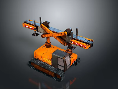Orange Industrial Crawler Construction Vehicle With Extendable Boom And Tracked Undercarriage 3d model