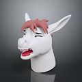 White Horse With Pink Mane Closed Eyes And Open Mouth