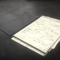 Open Black Folder With Papers Containing Math Formulas And Diagrams 3d model