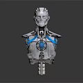 Futuristic Robot Bust With Metallic Body Blue Eyes And Glowing Tech Elements 3d model