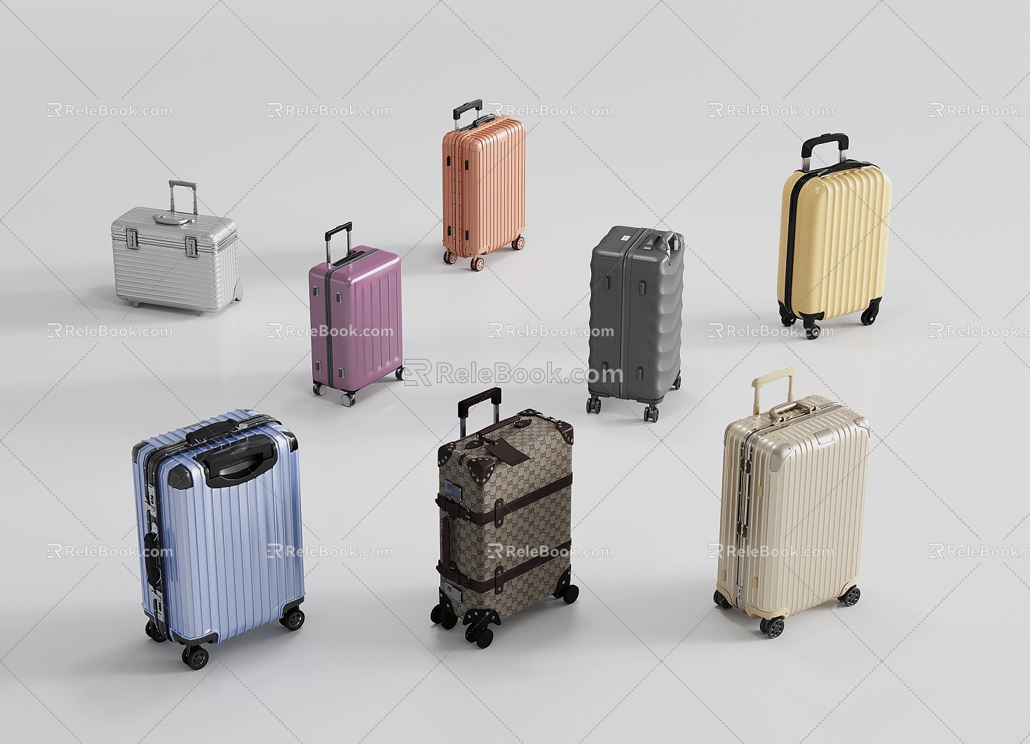 Modern Luggage Luggage Suitcase Suitcase Trolley Case 3d model