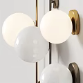 Modern Spherical Wall Lamps With Brass Silver Metal Frames On White Wall 3d model