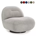 Light Beige Fabric Single Seater Sofa With Rounded Comfortable Design And Black Legs 3d model