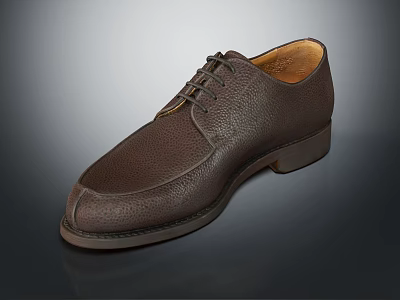 Men's Brown Leather Lace Up Oxford Dress Shoes With Textured Upper 3d model