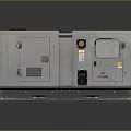 Gray Industrial Generator With Control Panel Ventilation Grilles And Wheels Warning Stripes Base 3d model