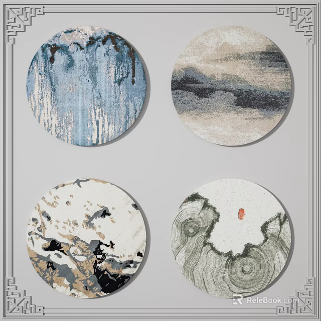 Stylish Round Rugs With Diverse Artistic Patterns For Interior Decor 3d model