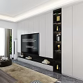 Modern White TV Cabinet with Open Shelves Decorations and Storage Design