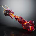 Fiery Mythical Dragon With Red Flames Horned Head And Breathing Fire