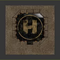 Octagonal Fighting Ring With Yellow H Logo Fencing And Brown Mat Floor