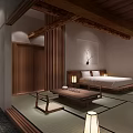 Japanese Style Hotel Room With Wooden Ceiling Tatami Mats And Shoji Doors