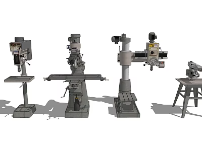 Heavy Duty Industrial Equipment With Drill Press Milling Machine And Radial Drill 3d model