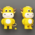Cute Yellow Cow Stuffed Toy With Horns Big Eyes And Smiling Face