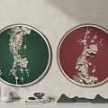 New Chinese Round Frame Painting Decorative Painting 3d model