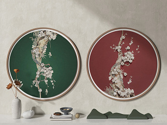 New Chinese Round Frame Painting Decorative Painting 3d model