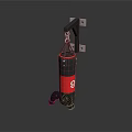 Black And Red Wall Mounted Punching Bag With Red Bottom And Number 9 3d model