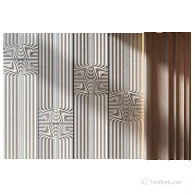 Modern Switch Panel Design With Geometric Wall Pattern And Curtain Light Shadow 3d model 