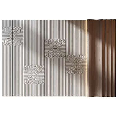 Modern Switch Panel Design With Geometric Wall Pattern And Curtain Light Shadow 3d model