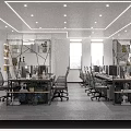 Modern Public Office Space With Open Workstations Plants Wall Art And Natural Light