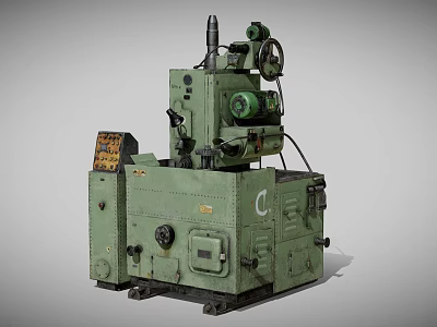 Green Industrial Machine Tool Featuring Control Panel And Rotary Parts 3d model