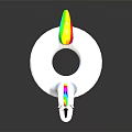White Unicorn Shaped Inflatable Swimming Ring With Rainbow Mane Tail And Gold Horn