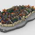 Building Blocks Castle Town Model With Colorful Roofs Green Trees And Walls