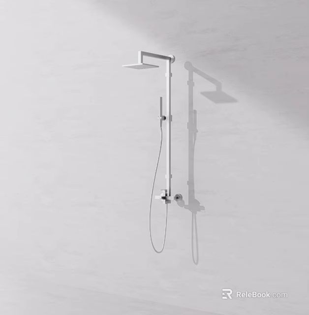 Sleek Modern Shower System With Rainfall Head Handheld Sprayer And Chrome Rail 3d model 
