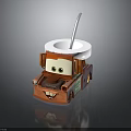 Cartoon Car With Smiling Face Eyes Brown Body And White Cup With Straw on Top