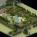 Serene Detached Villas Surrounded By Lush Trees Pond Green Area And Roads