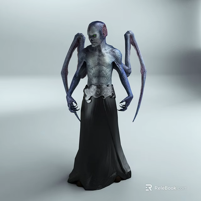Game Movie Fantasy Character With Multiple Arms Sharp Claws And Black Robe Design 3d model 