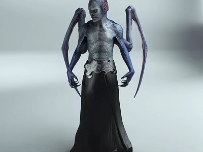 Game Movie Fantasy Character With Multiple Arms Sharp Claws And Black Robe Design 3d model