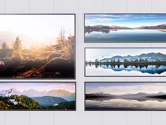 Modern landscape painting hanging painting horizontal plate 3d model