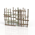 Rustic Handmade Fence Structure Made With Natural Wooden Sticks