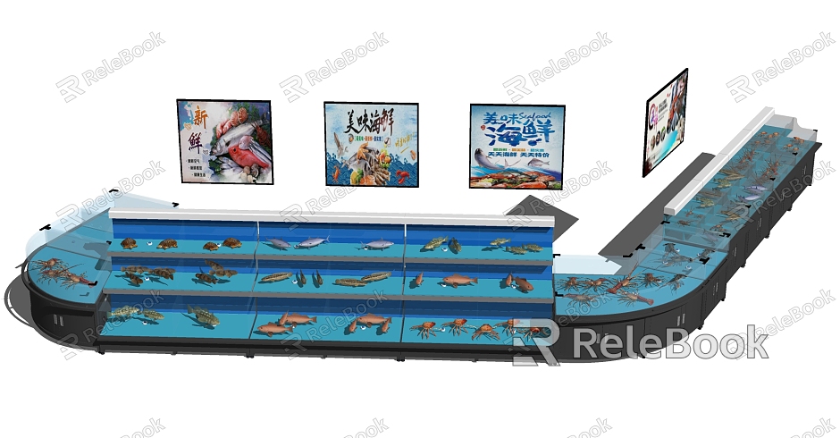 Modern Seafood Pool Store Seafood Pool Aquatic Product Cabinet Shelf model