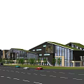 Modern Commercial Street Architectural Design With Glass Facade And Outdoor Pedestrian Areas