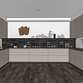Elegant Modern Kitchen Interior With Wooden Cabinets Countertop And Wall Decor