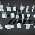 White Industrial Hardware Tool Components With Various Shapes And Structures 3d model