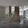 Modern Leisure Area Interior Design With Curved Sofa Green Plants And Wall TV