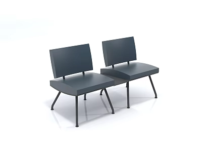 Modern Black Two Seater Sofa With Sleek Design And Metal Legs 3d model