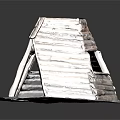 Stacked Wooden Log Conical Building With Circular Base And Rustic Design