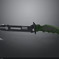 Ergonomic Modern Tactical Weapon With Green Handle And Sharp Metal Blade