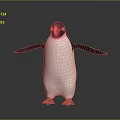 Penguin Character Standing With Outstretched Wings Black White Plumage And Orange Feet On Gray Background
