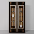 Elegant Decorative Cabinet With Glass Doors Metal Frame And Shelves For Decorative Items