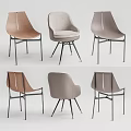 Modern Dining Chairs With Leather Fabric Upholstery Thin Metal Legs Neutral Brown Beige Gray
