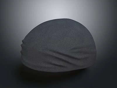 Textured Gray Beanie With Dome Shape And Wrinkled Bottom For Daily Casual Wear 3d model