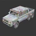 White Six Wheel Pickup Truck With Modern Rugged Design And Red Seats