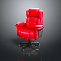 Ergonomic Red Leather Office Chair With Swivel Wheels And Comfortable Armrests