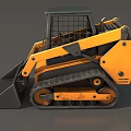Yellow Tracked Skid Steer Loader With Front Bucket And Safety Cab Design