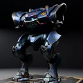 Smart Machine Robotic Figure Featuring Metallic Blue Armor And Mechanical Joints On Display Base 3d model