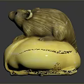 Brown Cartoon Mouse Game Movie Character Sitting On Yellow Object With Black Background