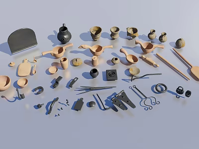 Various Styles Of Handmade Ceramic Vessels Including Pots Bowls And Decorative Artisan Pieces 3d model
